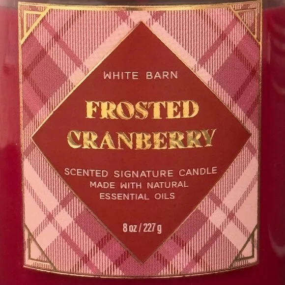 BBW Frosted Cranberry White Barn Bath & Body Works Single Wick Candle - Picture 3 of 10